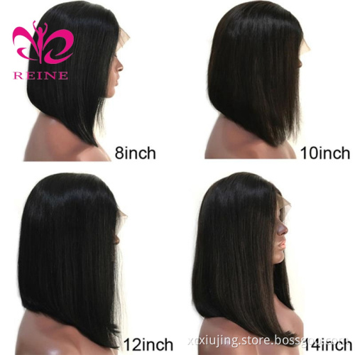 Top Selling Virgin Brazilian 8/10/12  inch bob wig ,HD lace front bob wigs human hair, double drawn human hair wig  black women